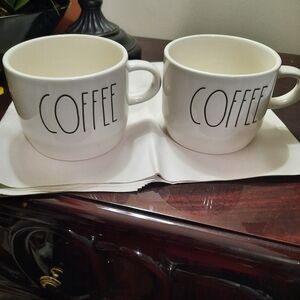 Rae Dunn Cream Coffee Mugs Set